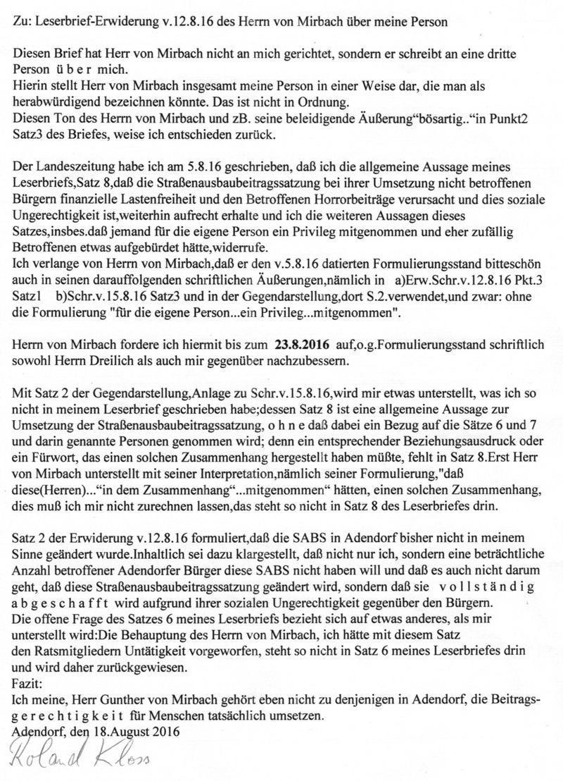 Kommentar Kloss 18.08.2016