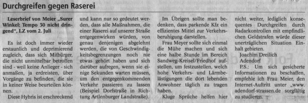 Durchgreifen gegen Raserei