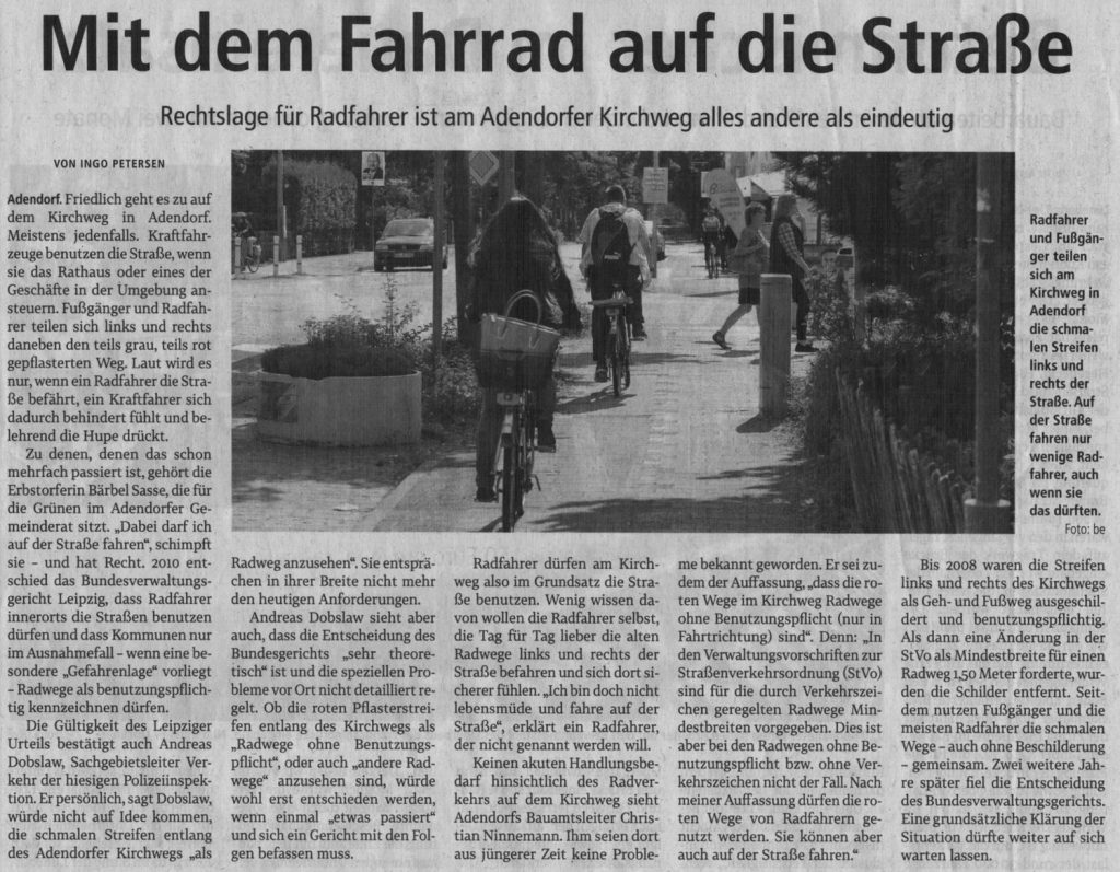 Mit dem Fahrrad auf die Straße