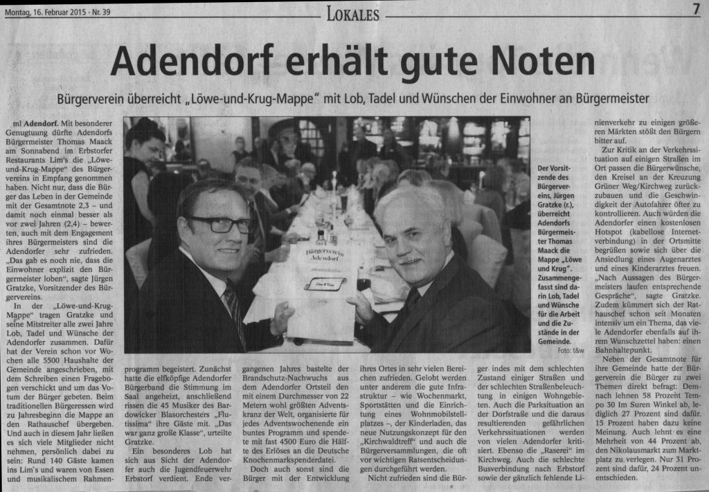Adendorf erhält gute Noten