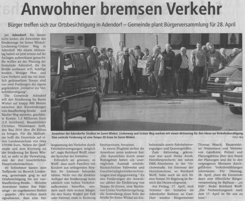 Anwohner bremsen Verkehr