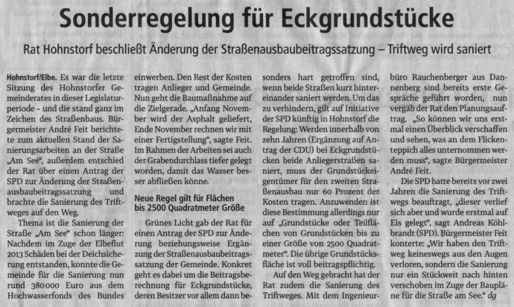 Sonderregelung für Eckgrundstücke