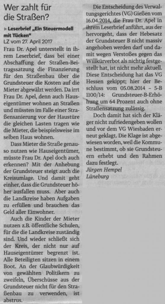 Wer zahlt für die Straßen?