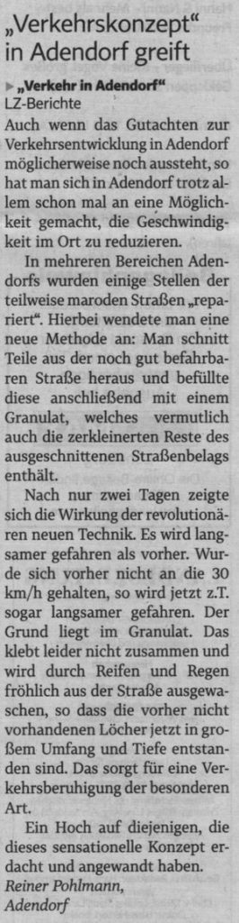"Verkehrskonzept" in Adendorf greift