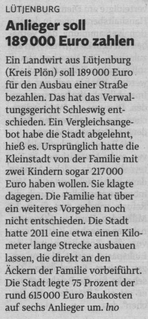 Anlieger soll 189000 Euro zahlen