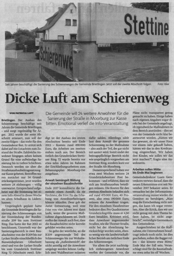 Dicke Luft am Schierenweg