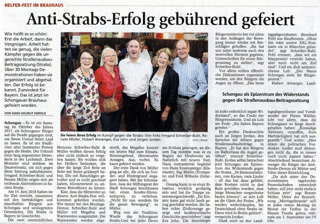 Anti-Strabs-Erfolg gebührend gefeiert