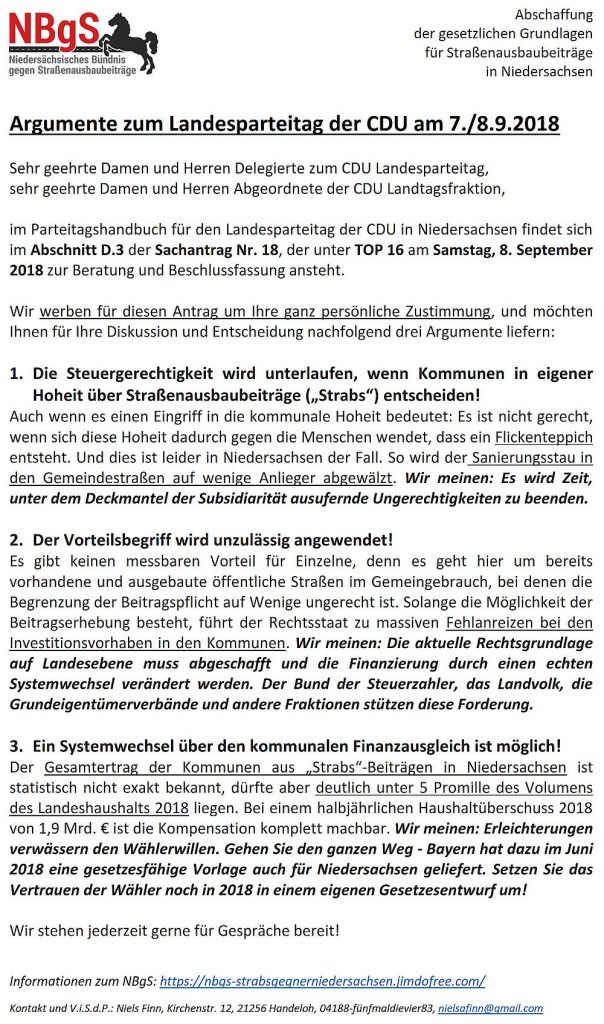 Argumente zum Landesparteitag der CDU am 7./8.9.2018