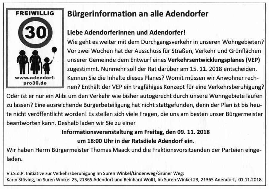 Bürgerinformation an alle Adendorfer - Adendorf-Pro30
