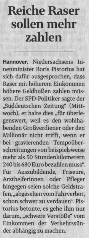 Reiche Raser sollen mehr zahlen