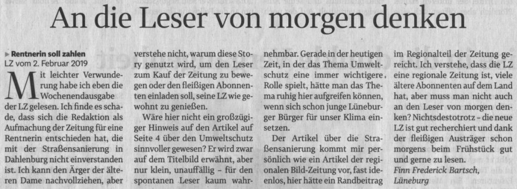 An die Leser von morgen denken