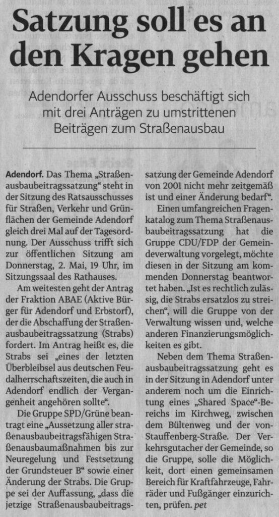 Satzung soll es an den Kragen gehen