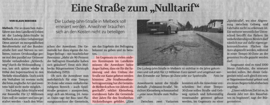 Eine Straße zum "Nulltarif"